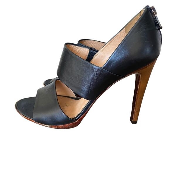 Bottega Veneta Black Leather Strap Zipper Heeled Sandal Heels size 39 size 9 - Picture 5 of 14